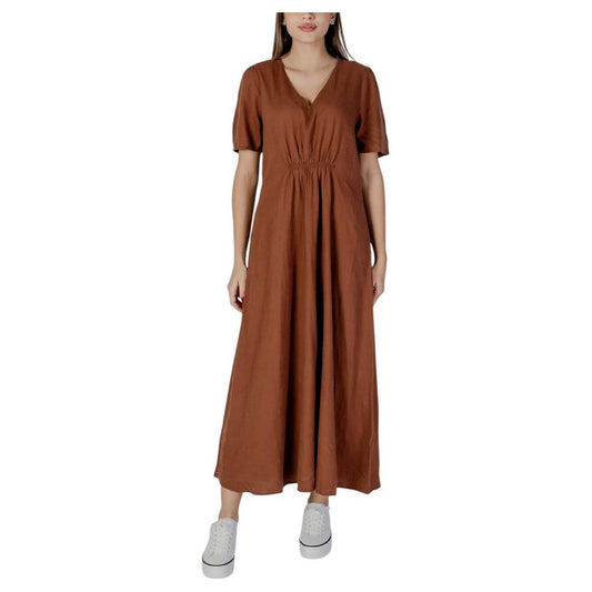 B.Young Brown Linen Dress B.Young Saddle Brown