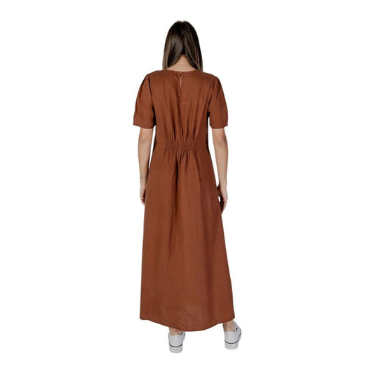 B.Young Brown Linen Dress B.Young Saddle Brown