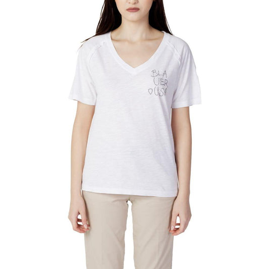 Blauer White Cotton Tops & T-Shirt Blauer Light Gray