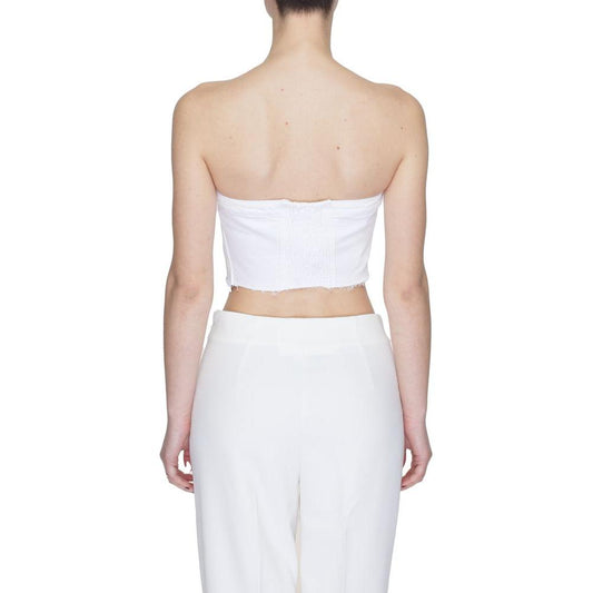 Tommy Hilfiger Jeans White Recycled Cotton Tops & T-Shirt Tommy Hilfiger Jeans Light Gray