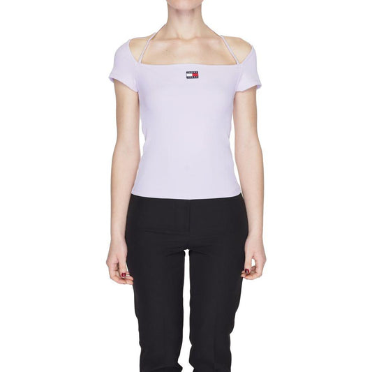 Tommy Hilfiger Jeans Purple Recycled Polyester Tops & T-Shirt Tommy Hilfiger Jeans Light Gray