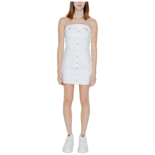 Tommy Hilfiger Jeans White Recycled Cotton Dress Tommy Hilfiger Jeans Light Gray