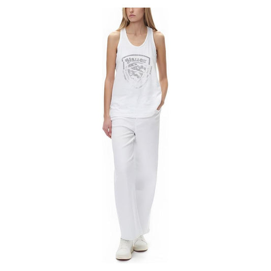 Blauer White Cotton Tops & T-Shirt Blauer Light Gray