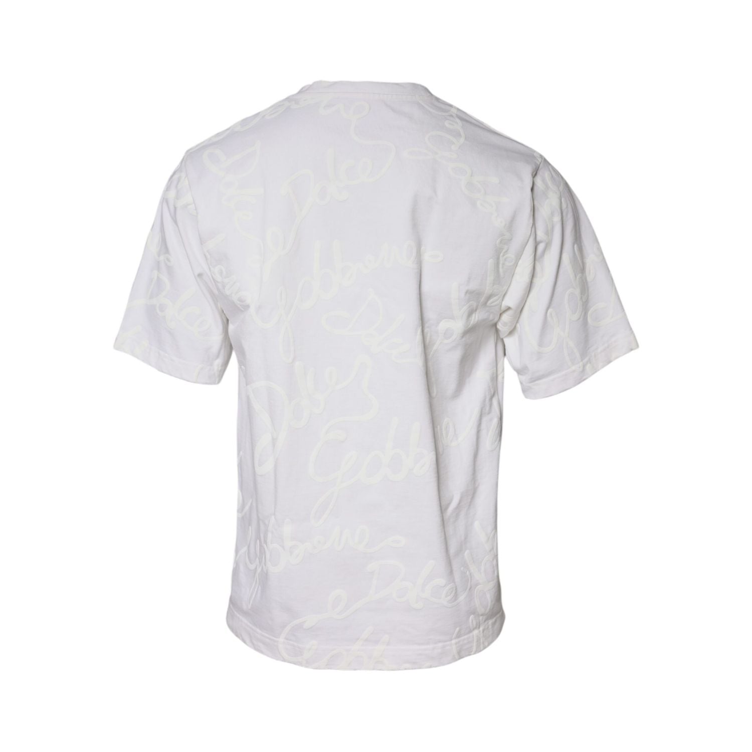 Dolce & Gabbana White Logo Print Cotton Crew Neck T-shirt