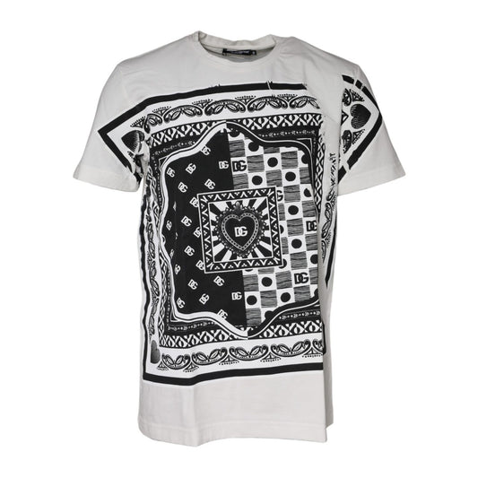 Dolce & Gabbana White Bandana Print Cotton Short Sleeves T-shirt