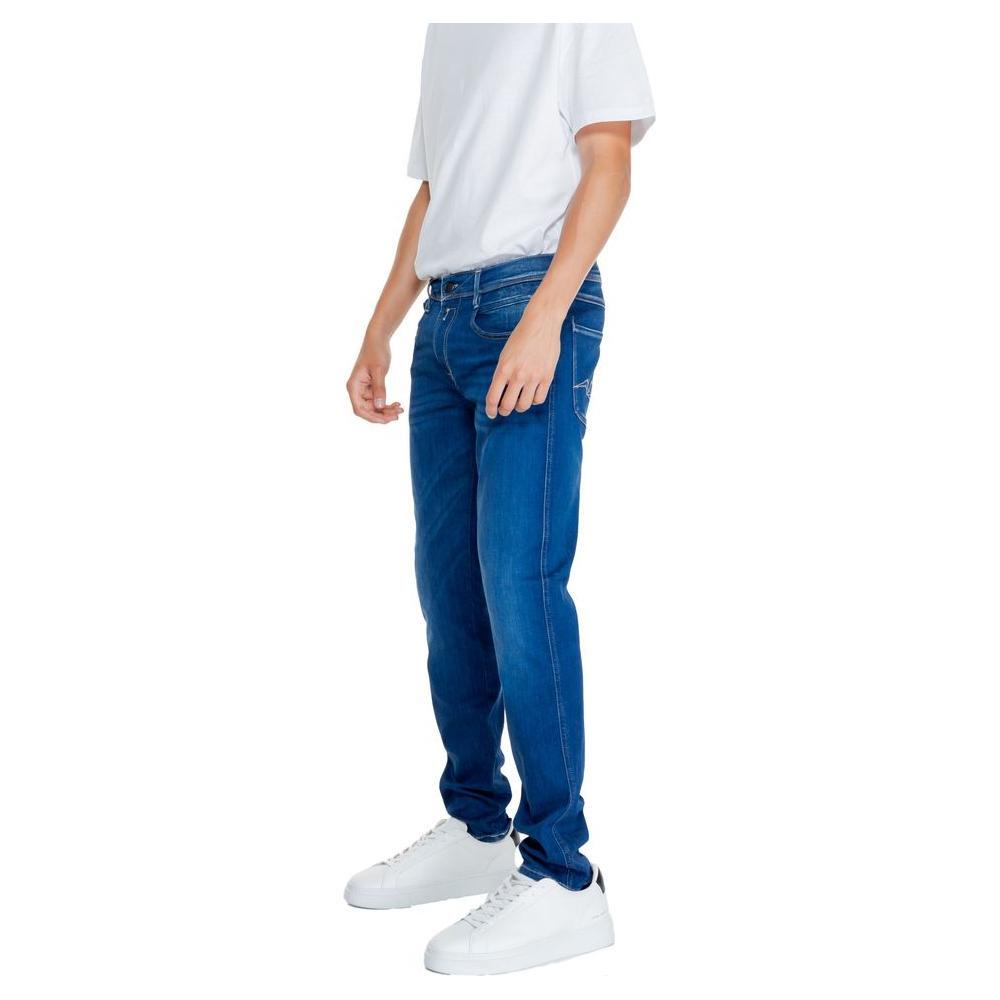Replay Blue Cotton Relaxed Fit Jeans