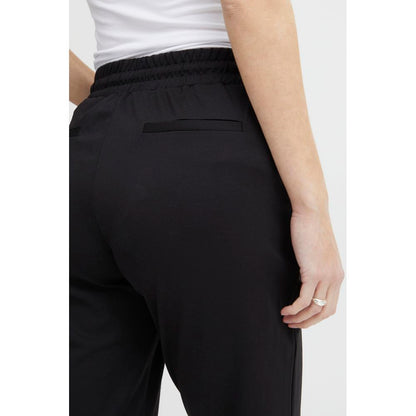 ICHI Black Polyester Casual Pants
