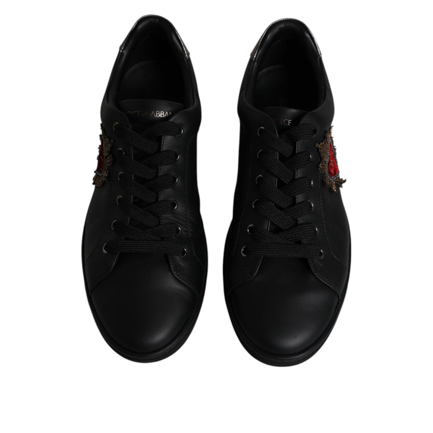 Dolce & Gabbana Black Leather London Heart Men Sneakers Shoes