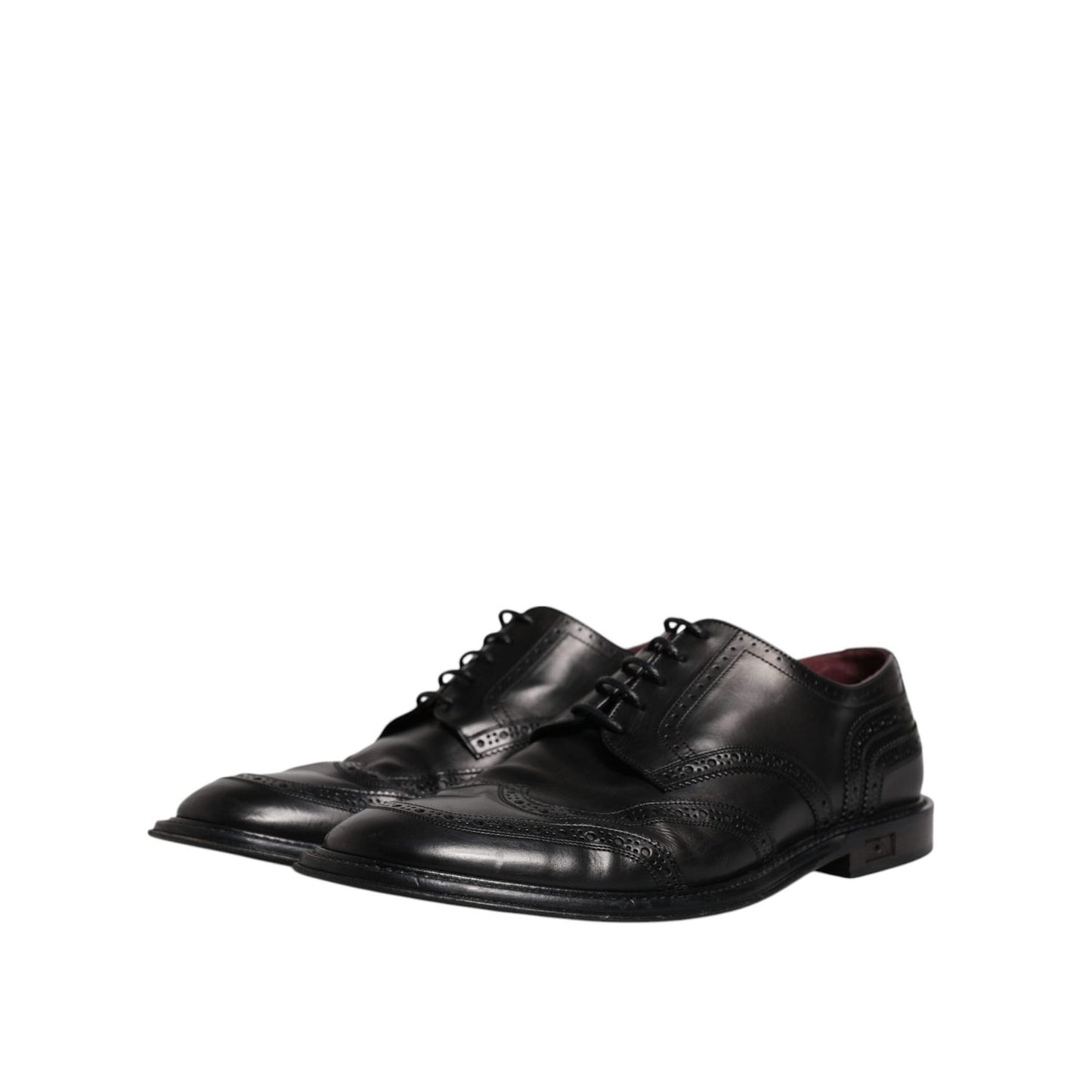 Dolce & Gabbana Black Leather Derby Wingtip Formal Shoes