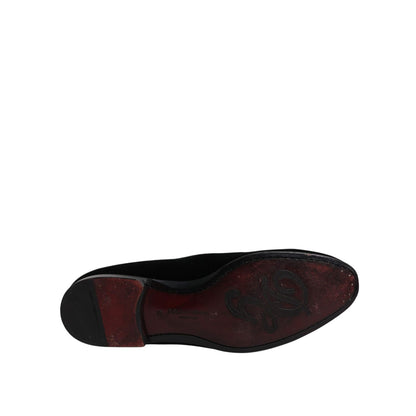 Dolce & Gabbana Black Velvet Loafers Formal Men Dress Shoes