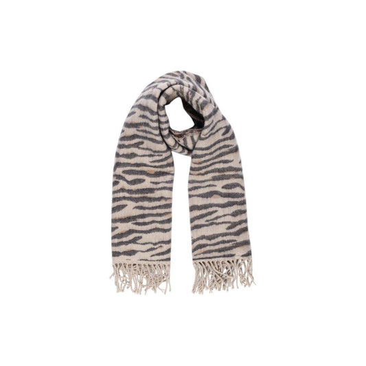 Pieces Beige Acrylic Scarf Pieces Dark Gray