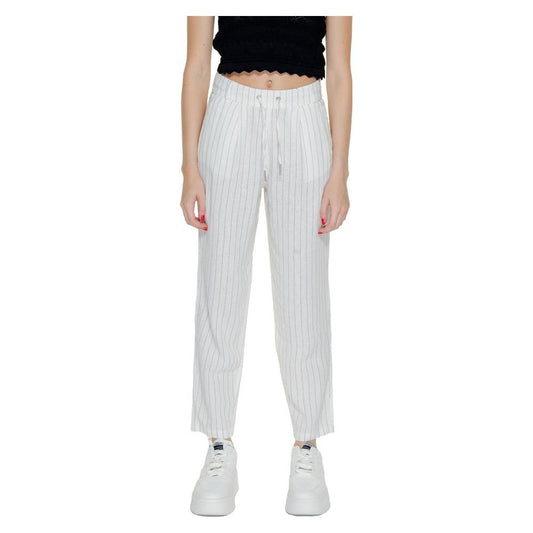 Only White Linen Jeans & Pant Only Light Gray