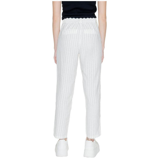 Only White Linen Jeans & Pant Only Light Gray