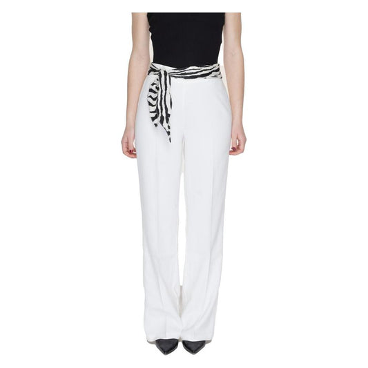 Only White Polyester Jeans & Pant Only Light Gray