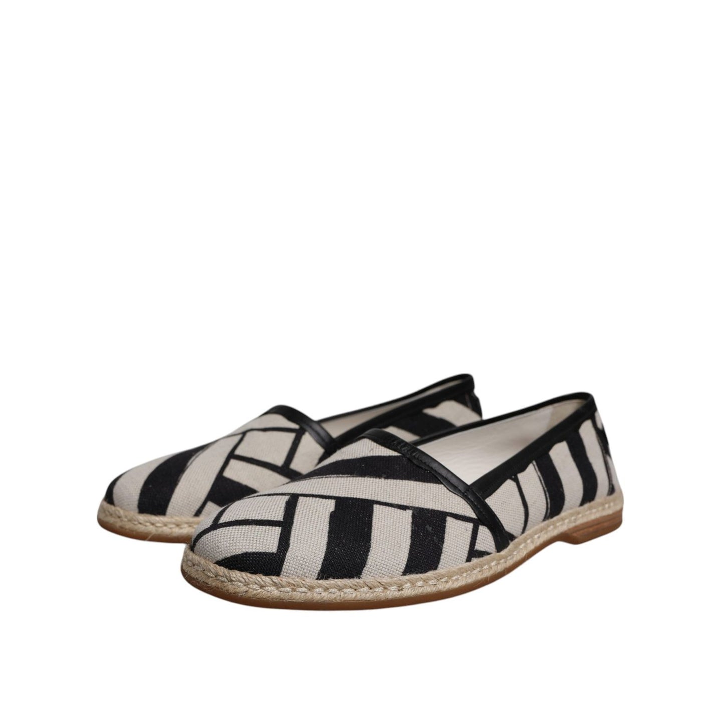 Dolce & Gabbana Black White Stripes Slip On Espadrille Shoes