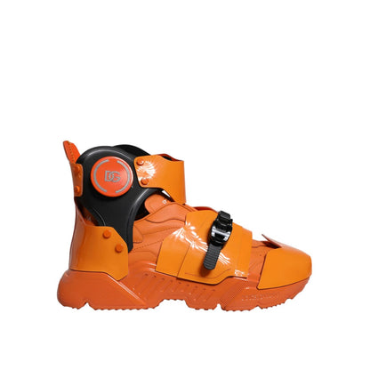 Dolce & Gabbana Orange Multi Panel Chunky High Top Sneakers Shoes