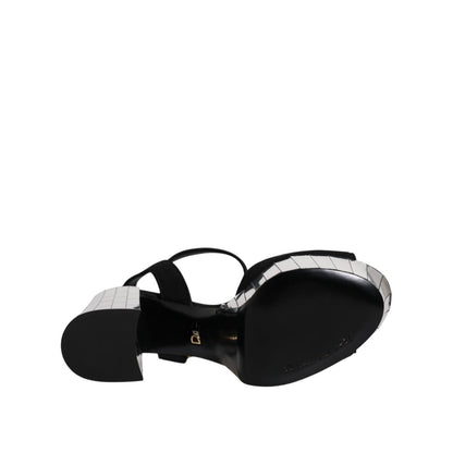 Dolce & Gabbana Black Mirror Heels Platform Sandals Shoes