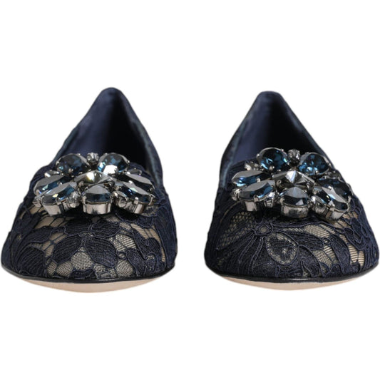Dolce & Gabbana Dolce & Gabbana Blue Taormina Lace Crystals Flats Shoes LA11977-34 1728,67345645728,Blue,Dolce & Gabbana,EU34/US4.5,Flat Shoes - Women - Shoes,Material: 56% Viscose 39% Cotton 5% Nylon,New with tags,Shoes,Women,Women - Shoes