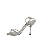 Dolce & Gabbana Silver Crystal Ankle Strap Sandals Shoes