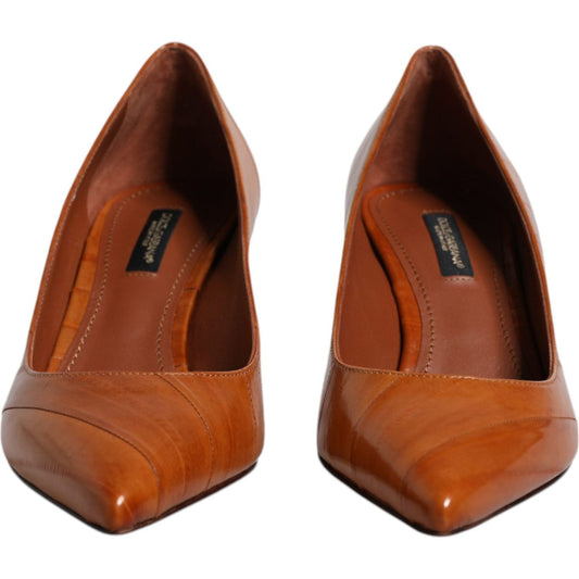 Dolce & Gabbana Dolce & Gabbana Brown Leather Kitten Heels Pumps Shoes LA11991-36 1728,67345645728,Brown,Dolce & Gabbana,EU36/US6,Material: 100% Eel Leather,New with tags,Pumps - Women - Shoes,Shoes,Women,Women - Shoes