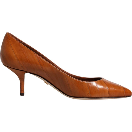 Dolce & Gabbana Dolce & Gabbana Brown Leather Kitten Heels Pumps Shoes LA11991-36 1728,67345645728,Brown,Dolce & Gabbana,EU36/US6,Material: 100% Eel Leather,New with tags,Pumps - Women - Shoes,Shoes,Women,Women - Shoes