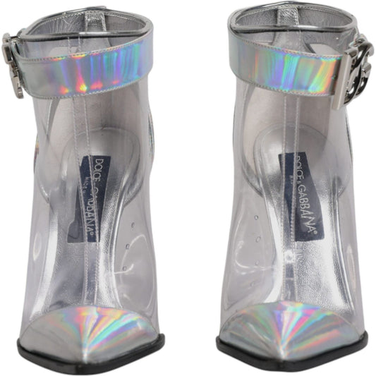 Dolce & Gabbana Dolce & Gabbana Silver Iridescent Pointed Short Boots Shoes LA12004-39 1728,67345645728,Boots - Women - Shoes,Dolce & Gabbana,EU39/US8.5,Material: 70% PVC 20% Calf Leather 7% PU 3% Polyester,Preowned / Defect,Shoes,Silver,Women,Women - Sho