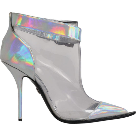 Dolce & Gabbana Dolce & Gabbana Silver Iridescent Pointed Short Boots Shoes LA12004-39 1728,67345645728,Boots - Women - Shoes,Dolce & Gabbana,EU39/US8.5,Material: 70% PVC 20% Calf Leather 7% PU 3% Polyester,Preowned / Defect,Shoes,Silver,Women,Women - Sho