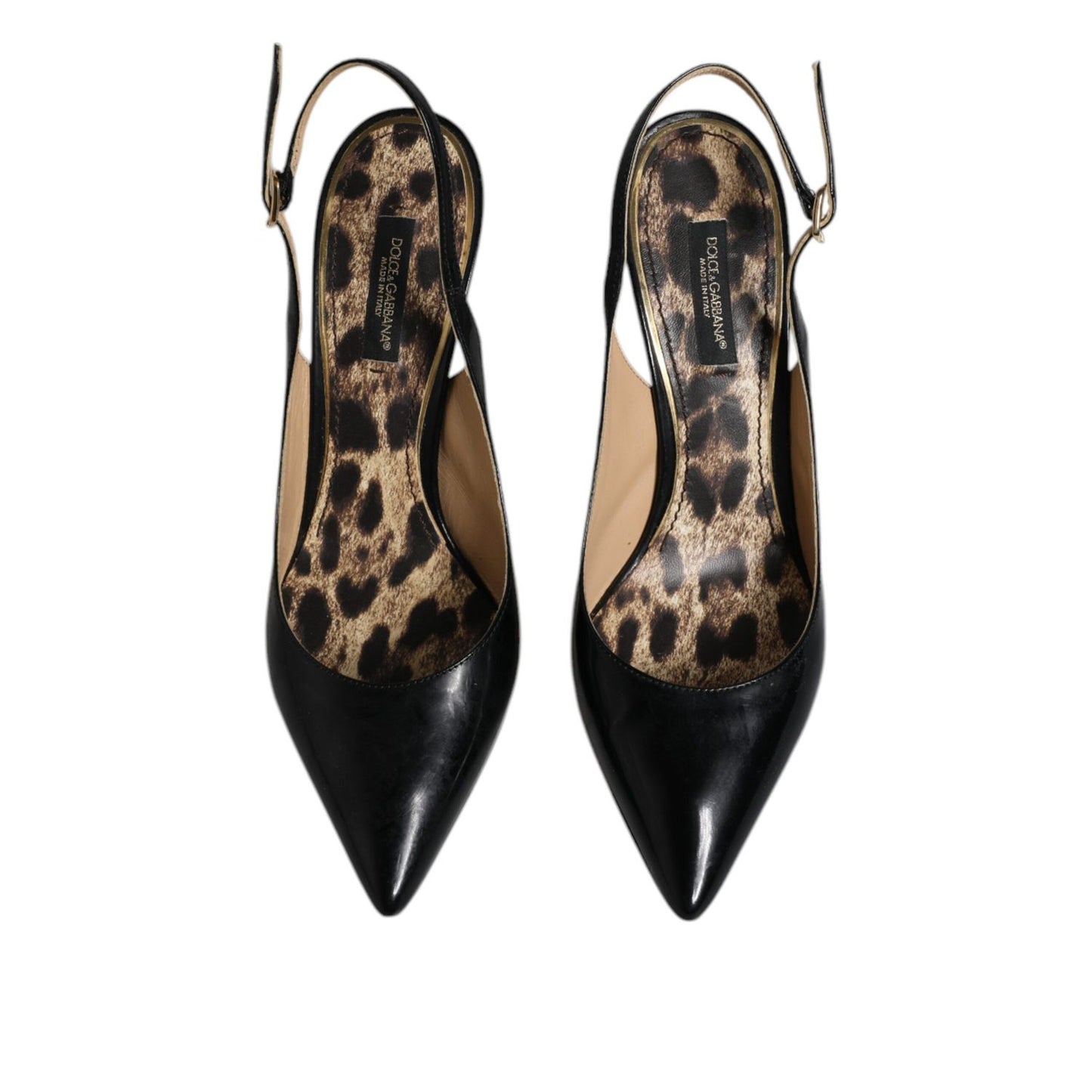 Dolce & Gabbana Black Leather High Heels Slingbacks Shoes