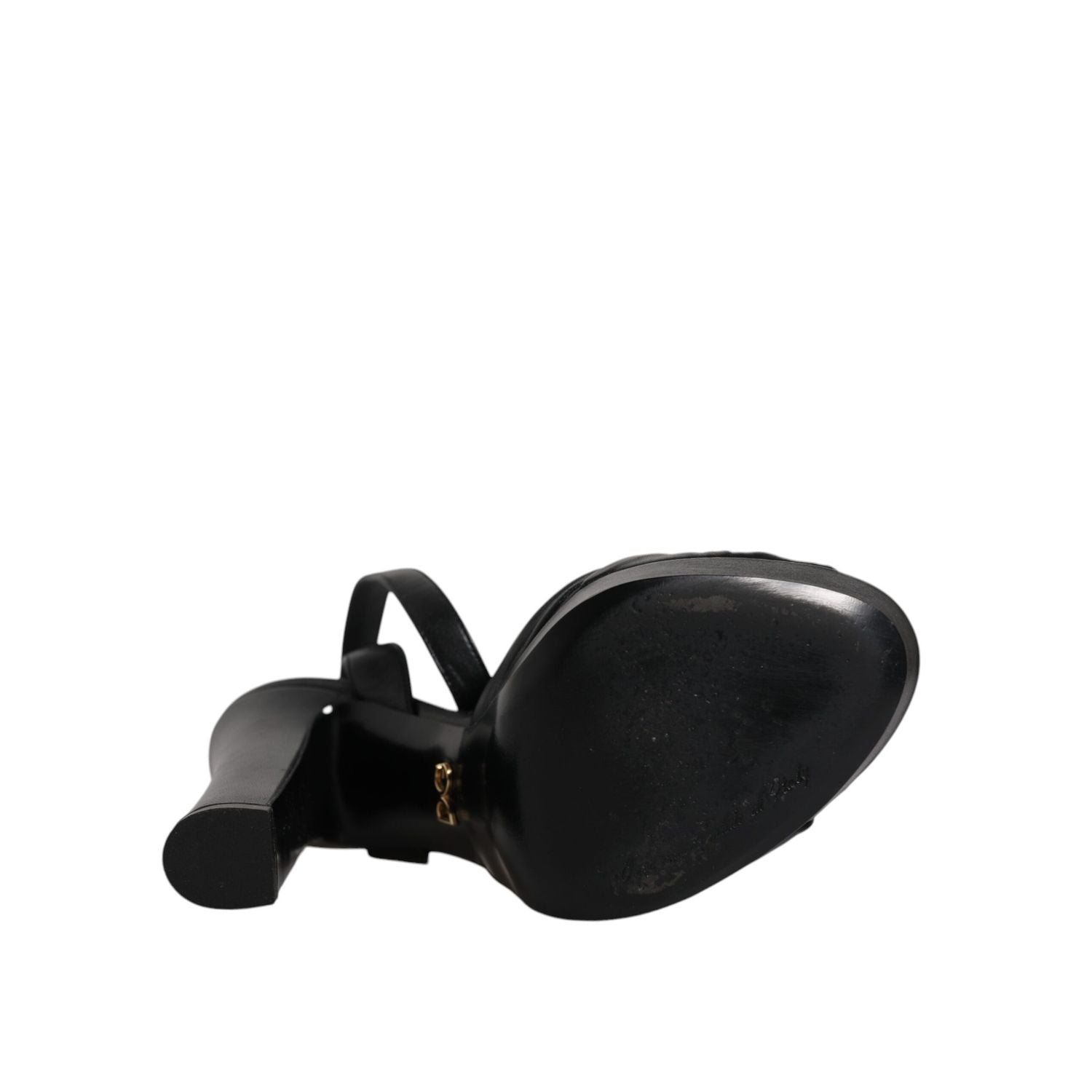 Dolce & Gabbana Black Leather Platform Heels Sandals Shoes