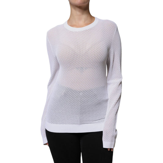 Dolce & Gabbana White Mesh See Through Long Sleeves Top Dolce & Gabbana Thistle