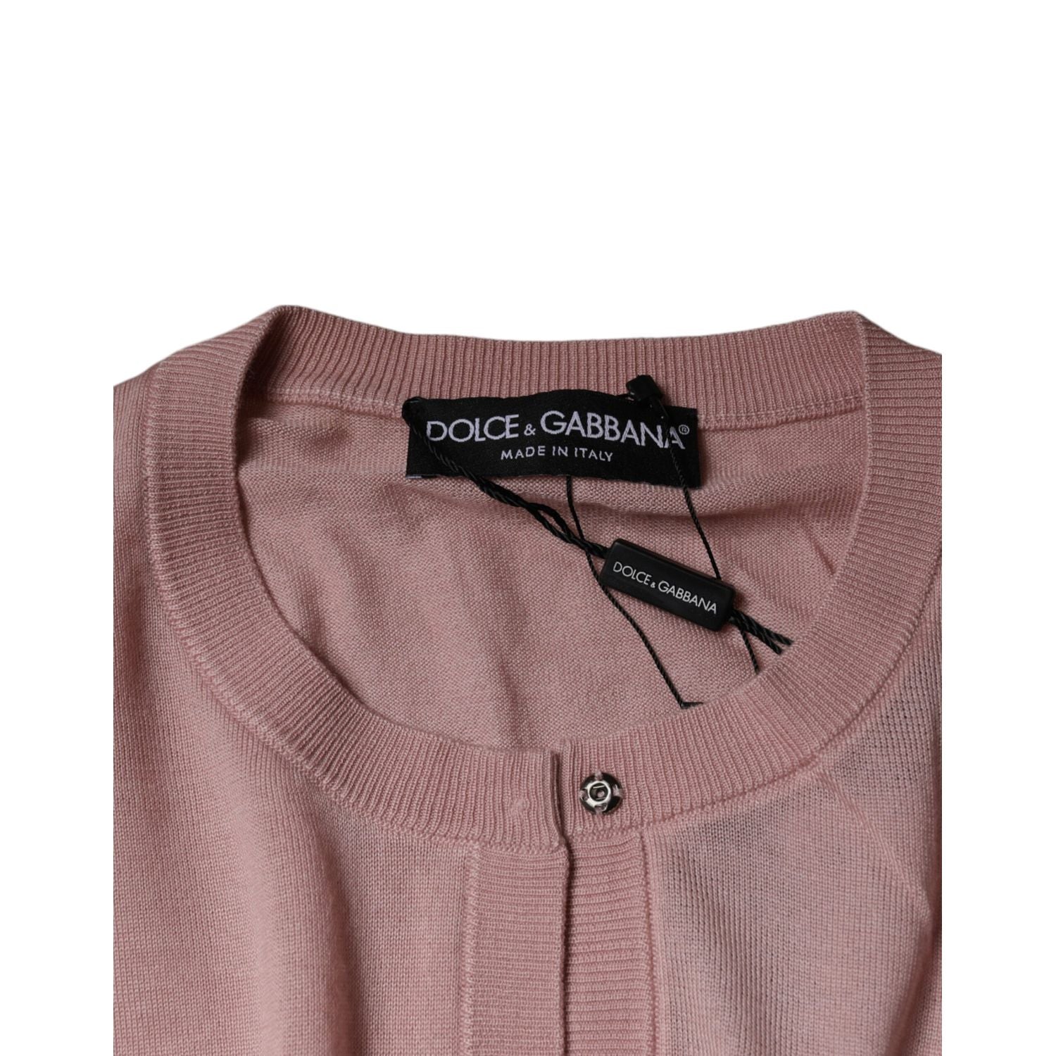 Dolce & Gabbana Pink Wool Knit Button Down Cardigan Sweater