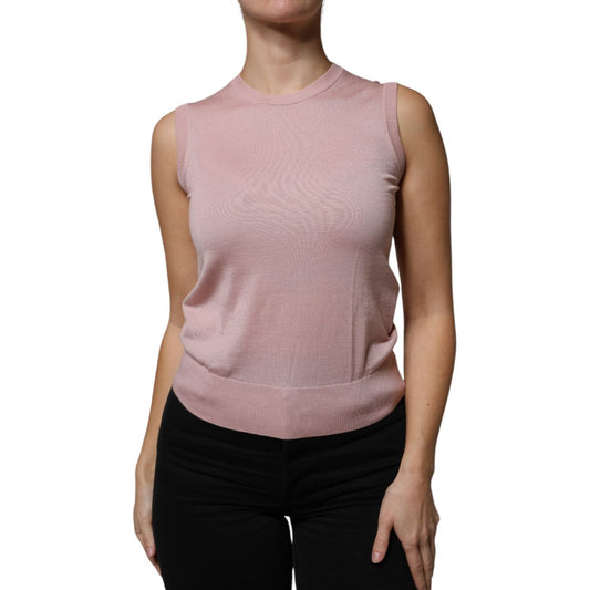 Dolce & Gabbana Dolce & Gabbana Pink Cashmere Knitted Sleeveless Tank Top TSH86820-38