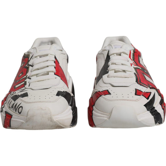 Dolce & Gabbana White Daymaster Hand Painted Sneakers Shoes MV6583-41.5