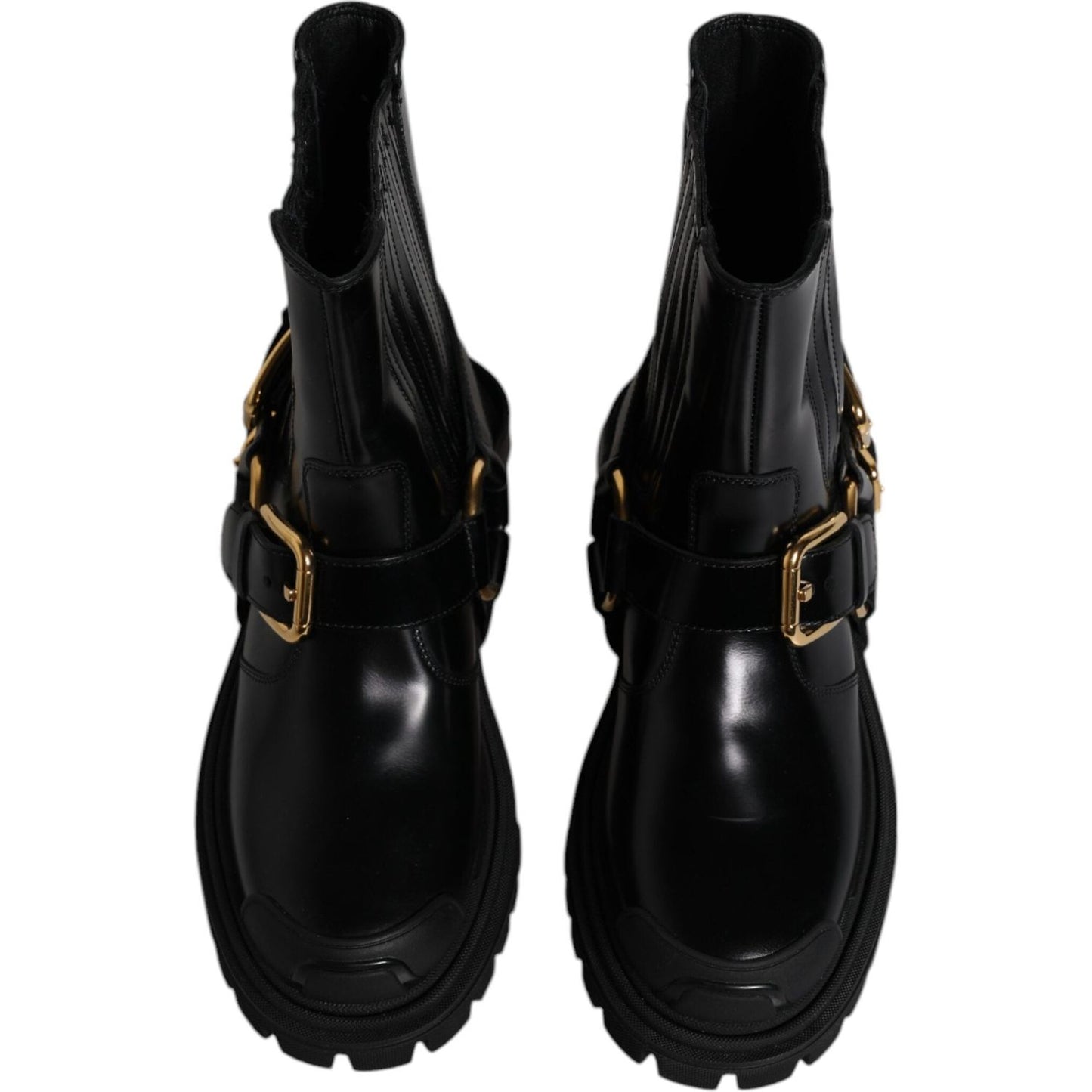 Dolce & Gabbana Black Leather Slip On Stretch Trekking Boots Shoes MV6591-37.5