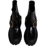 Dolce & Gabbana Black Leather Slip On Stretch Trekking Boots Shoes MV6591-37.5