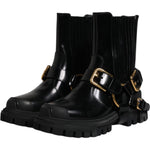 Dolce & Gabbana Black Leather Slip On Stretch Trekking Boots Shoes MV6591-37.5