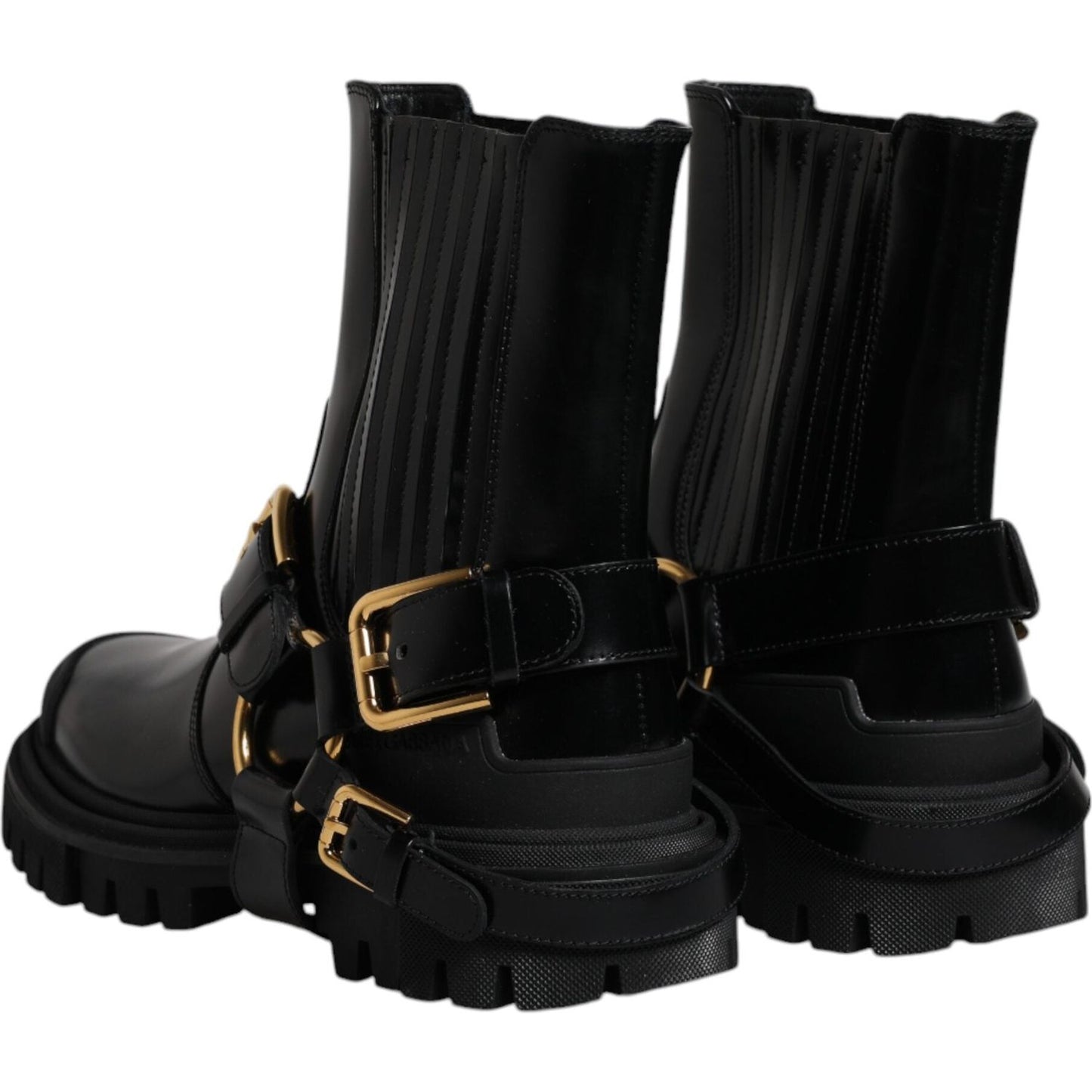 Dolce & Gabbana Black Leather Slip On Stretch Trekking Boots Shoes MV6591-37.5