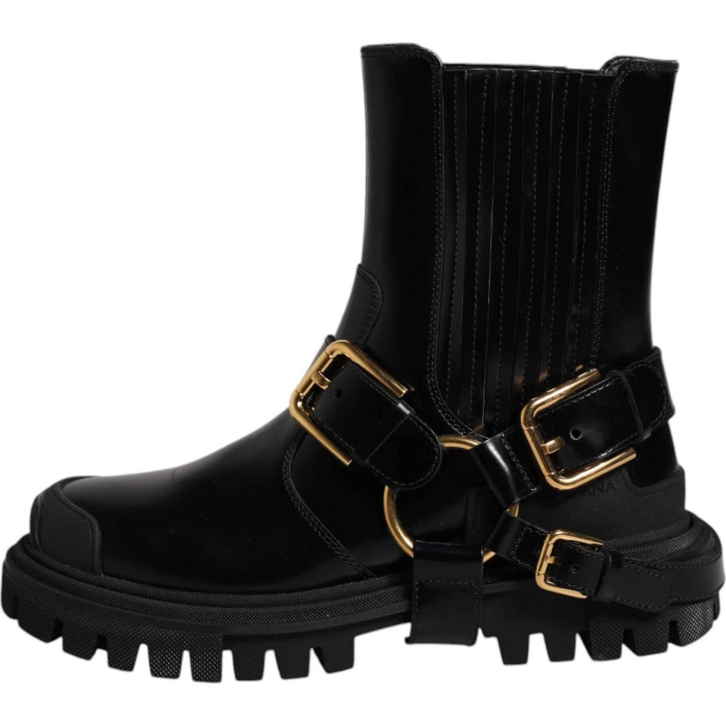 Dolce & Gabbana Black Leather Slip On Stretch Trekking Boots Shoes MV6591-37.5