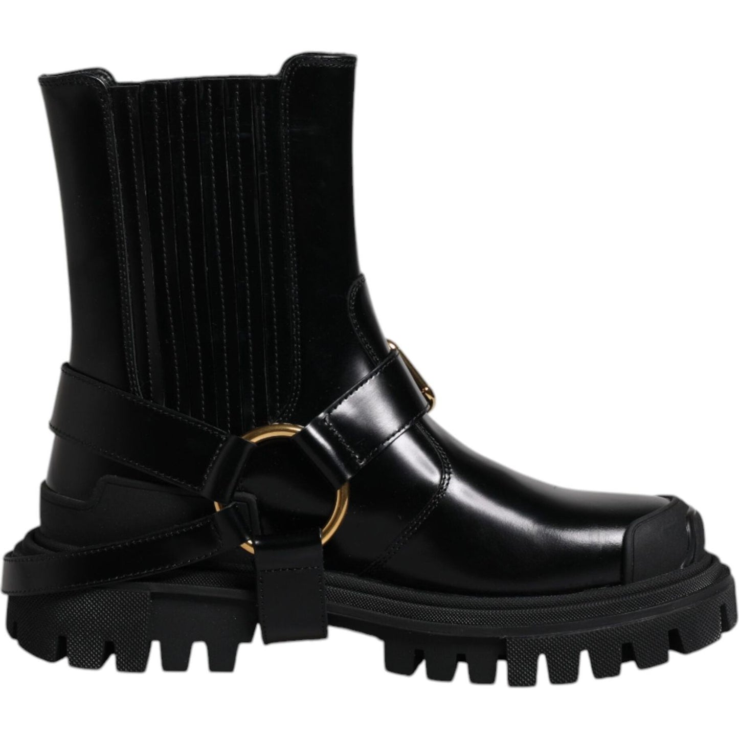 Dolce & Gabbana Black Leather Slip On Stretch Trekking Boots Shoes MV6591-37.5