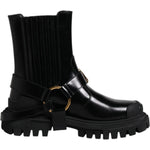 Dolce & Gabbana Black Leather Slip On Stretch Trekking Boots Shoes MV6591-37.5