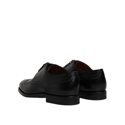 Dolce & Gabbana Black Leather Derby Wingtip Formal Shoes