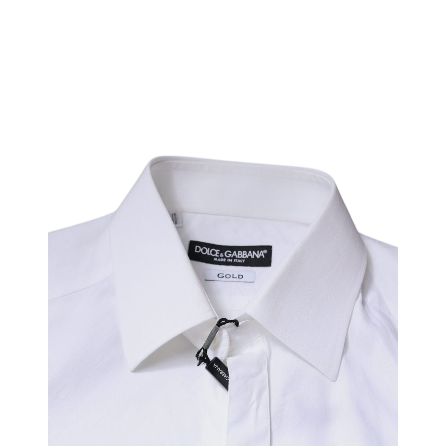 Dolce & Gabbana White Cotton Long Sleeve GOLD Dress Shirt