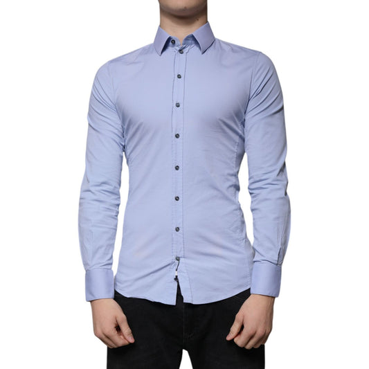 Dolce & Gabbana Light Blue Cotton Slim Fit SICILIA Dress Shirt TSH86476-38