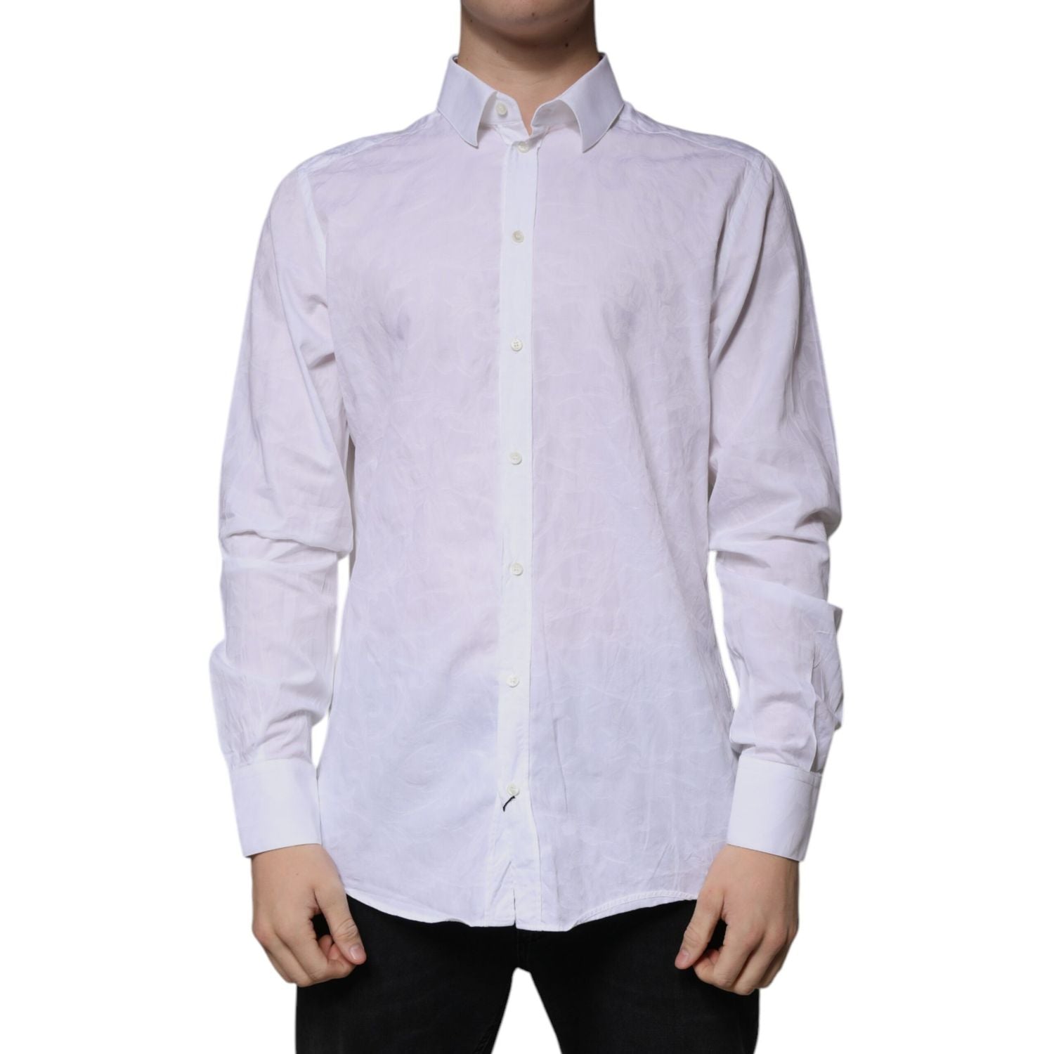 Dolce & Gabbana White Cotton Slim Fit Men MARTINI Dress Shirt