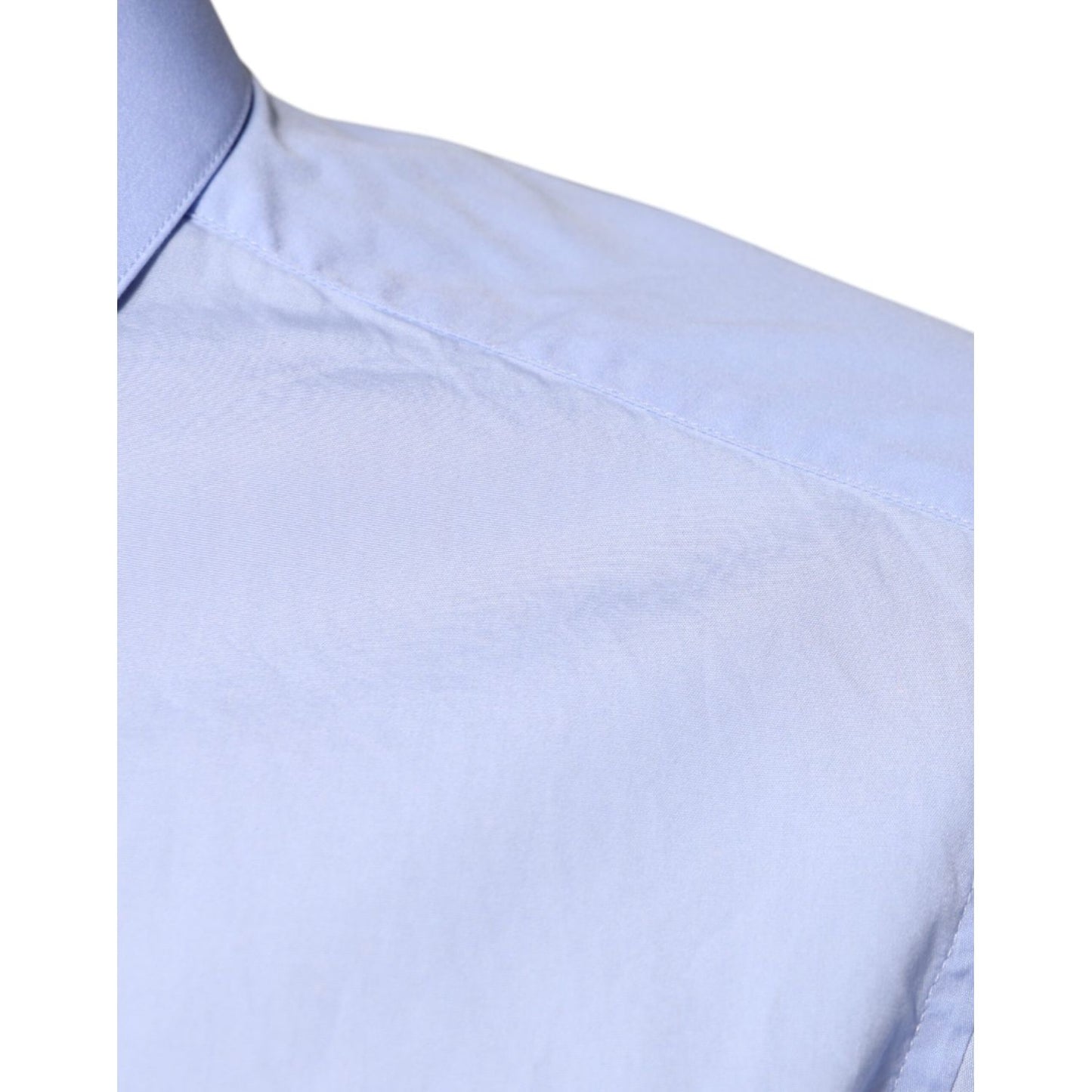 Dolce & Gabbana Light Blue Cotton Slim Fit GOLD Men Dress Shirt