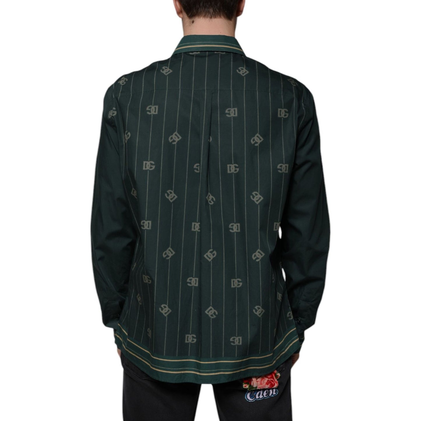 Dolce & Gabbana Green Logo Long Sleeve MARTINI Casual Shirt
