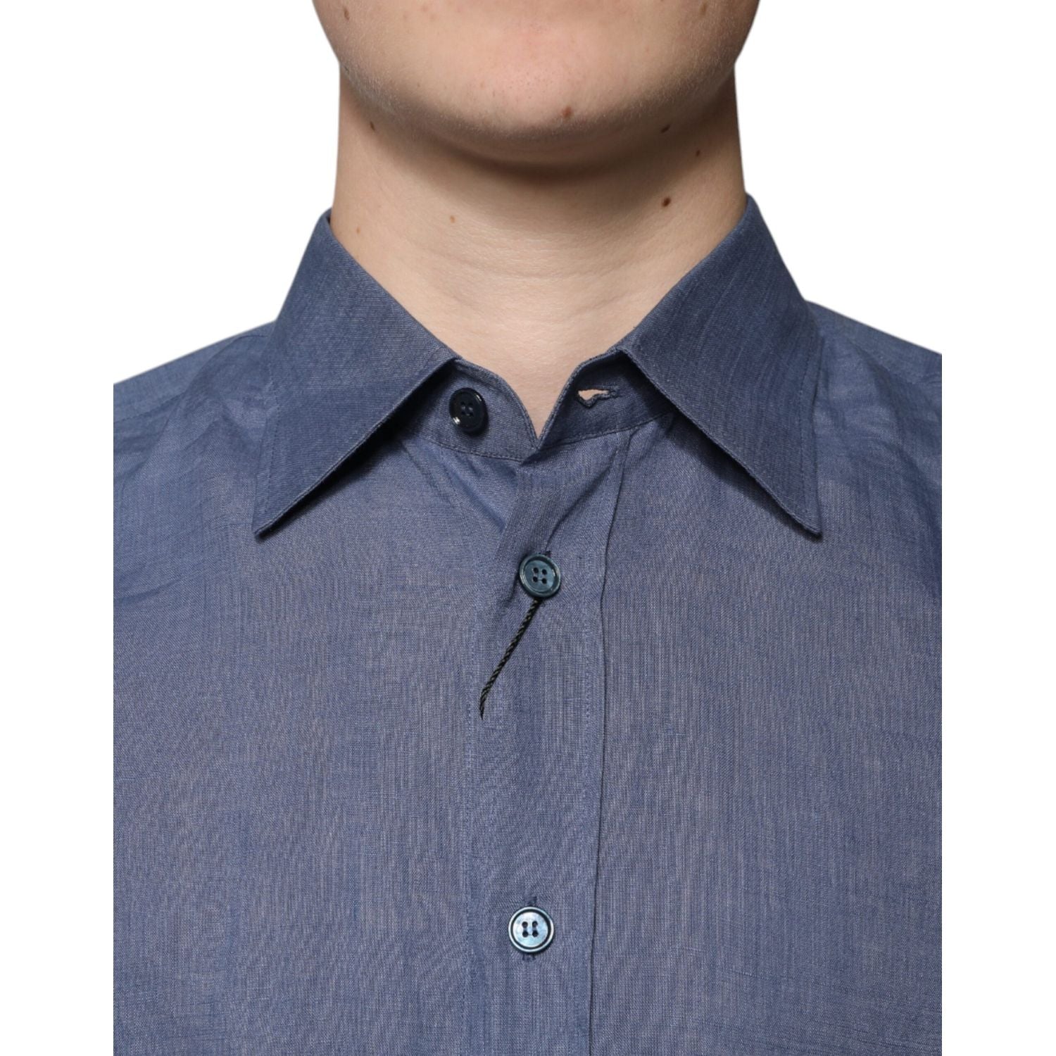 Dolce & Gabbana Blue Logo Long Sleeve Button Down Casual Shirt