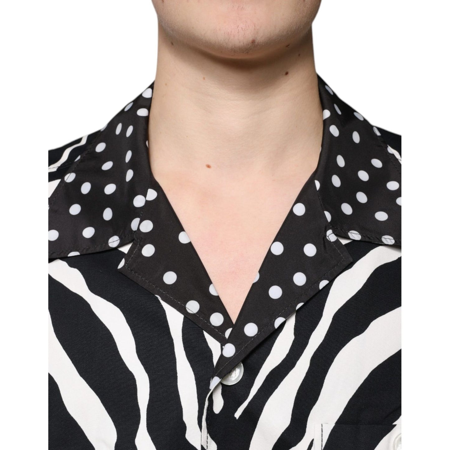 Dolce & Gabbana Black White Zebra Button Down Oversize Shirt