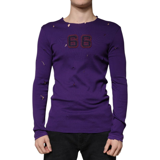 Dolce & Gabbana Dolce & Gabbana Purple Cotton Round Neck Pullover Men Sweater TSH87317-50