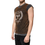 Dolce & Gabbana Brown Cotton Crew Neck Sleeveless T-shirt TSH87327-52